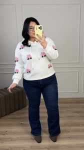 Bluza KWIATY - biała