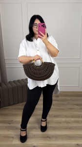 Torebka PLECIONA - czekolada