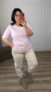 T-shirt DOTY - pudrowy róż